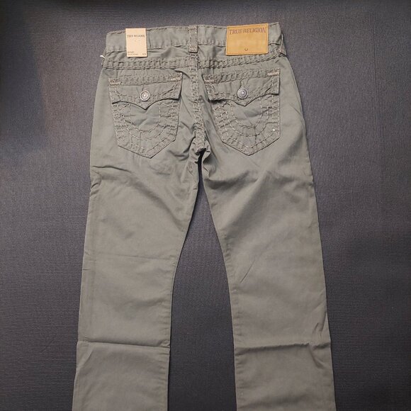 True Religion Men's Straight Jeans in Olive - Picture 3 of 16